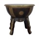 Wooden Nagada (Drum) Table on Tripod Stand- Embossed Brass Art Embellished. Wooden Nagada (Drum) Table on Tripod Stand- Embossed Brass Art Embellished.
