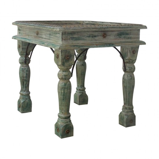 Table Carved Multicolored Distress