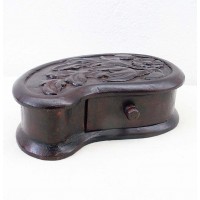 Leaf Shaped Carved Box with Drawer 