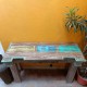 Distressed Antique Finish Wooden Console Distressed Antique Finish Wooden Console