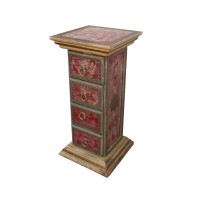 Chest of Four Drawers The unaffected Pillar Distressed Red