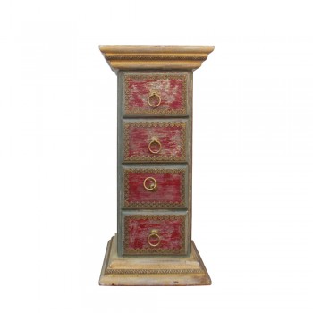 Chest of Four Drawers The unaffected Pillar Distressed Red