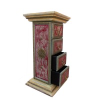 Chest of Four Drawers The unaffected Pillar Distressed Red