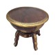 Wooden Nagada (Drum) Table on Tripod Stand- Embossed Brass Art Embellished. Wooden Nagada (Drum) Table on Tripod Stand- Embossed Brass Art Embellished.