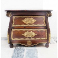 Colonial Style Bedside Cabinet with Indian Brass Artwork 