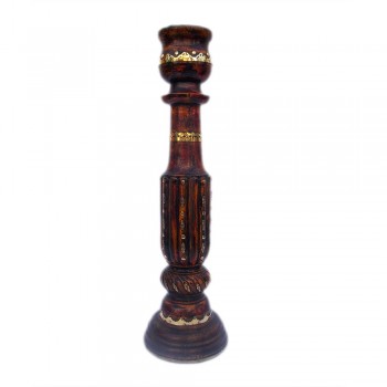 Wooden Candle Stand - Polish & Brass art