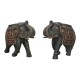 Wooden Rustic Elephant - Distressed Painted, Brass Art Wooden Rustic Elephant - Distressed Painted, Brass Art