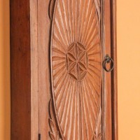 Antique Finish Old Window Style Wooden Cabinet Polished wooden cabinet designed like an old window with carved detailing and antique finish