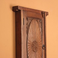 Antique Finish Old Window Style Wooden Cabinet Polished wooden cabinet designed like an old window with carved detailing and antique finish