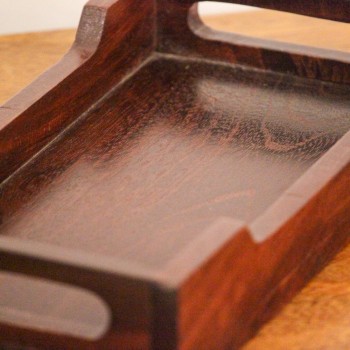 Small Polished Wooden Serving Tray Compact wooden tray with smooth polished finish designed for serving and daily use