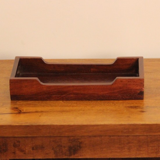 Small Polished Wooden Serving Tray Compact wooden tray with smooth polished finish designed for serving and daily use