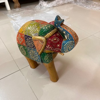 hand painted wooden elephant figurine traditional Indian décor hand painted wooden elephant figurine traditional Indian décor