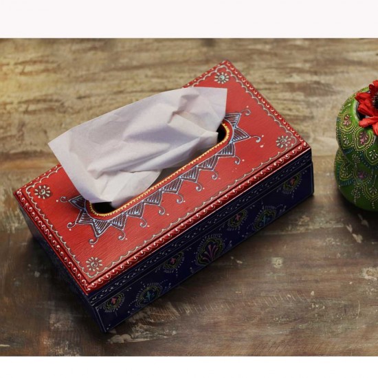 Wooden Hand-Painted Tissue Box Wooden Hand-Painted Tissue Box