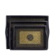 Wooden Tray - Brass Art (Set of Three) Wooden Tray - Brass Art (Set of Three)