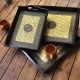 Wooden Tray - Brass Art (Set of Three) Wooden Tray - Brass Art (Set of Three)