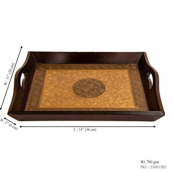 Wooden Tray - Brass Art