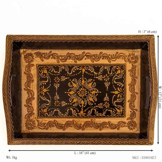 Wooden Tray - Embossed & Hand Painted