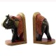 Wooden Hand Painted Elephant Book End Set Wooden Hand Painted Elephant Book End Set