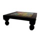 Square Wooden Chorang Pooja Bajot with Ceramic Tile Top  8 x 8 Inches