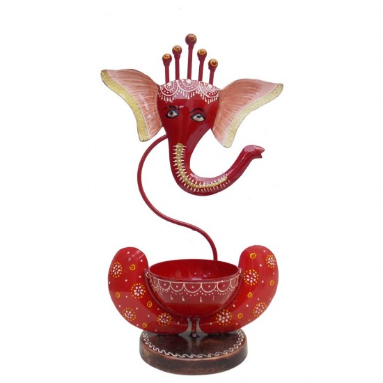 Hand Painted Iron Craft Ganesha Tea Light Holder