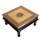 Wooden Square Pooja Chorang Embossed Brass Art (15 x 15 x ht 6 Inches) Wooden Square Pooja Chorang Embossed Brass Art (15 x 15 x ht 6 Inches)
