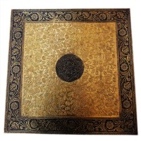 Floral Motif Top Embossed Brass Chowki Square