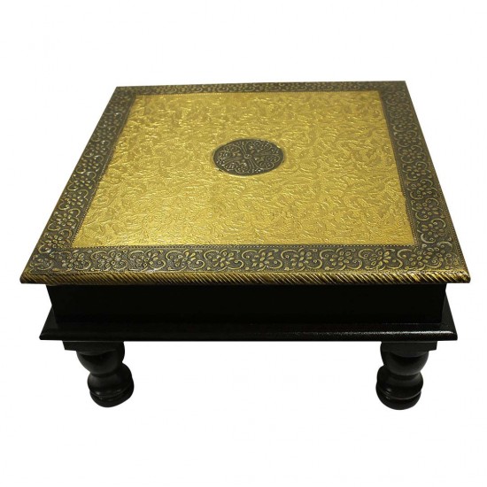 Wooden Square Pooja Chorang Embossed Brass Art 12 x 12 x 6 Inches Wooden Square Pooja Chorang Embossed Brass Art 12 x 12 x 6 Inches