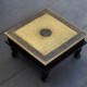 Wooden Square Pooja Chorang Embossed Brass Art (12*12*6)