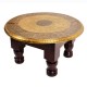 Wooden Round Pooja Chorang Set of Three- Embossed Brass Art Wooden Round Pooja Chorang Set of Three- Embossed Brass Art