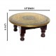 Wooden Round Pooja Chorang - Embossed Brass Art Dia 12 Inches Wooden Round Pooja Chorang - Embossed Brass Art Dia 12 Inches