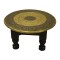Wooden Round Pooja Chorang - Embossed Brass Art Dia 12 Inches