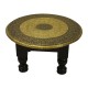Wooden Round Pooja Chorang - Embossed Brass Art Dia 12 Inches Wooden Round Pooja Chorang - Embossed Brass Art Dia 12 Inches