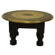 Wooden Round Pooja Chorang - Embossed Brass Art Dia 12 Inches Wooden Round Pooja Chorang - Embossed Brass Art Dia 12 Inches