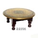 Wooden Round Pooja Chorang - Embossed Brass Art Dia 15 Inches Wooden Round Pooja Chorang - Embossed Brass Art Dia 15 Inches