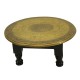 Wooden Round Pooja Chorang - Embossed Brass Art Dia 15 Inches Wooden Round Pooja Chorang - Embossed Brass Art Dia 15 Inches