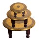 Wooden Round Pooja Chorang Set of Three- Embossed Brass Art Wooden Round Pooja Chorang Set of Three- Embossed Brass Art