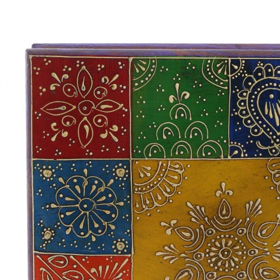 Wooden Square Pooja Chorang Hand Painted 12 x 12 x 6 Inches