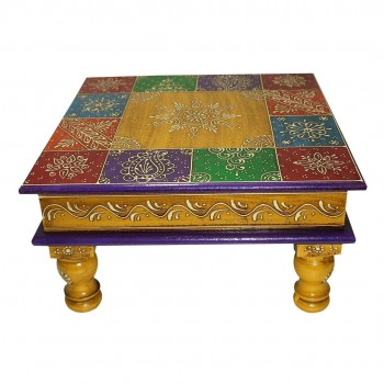 Wooden Square Pooja Chorang Hand Painted (12*12*6)