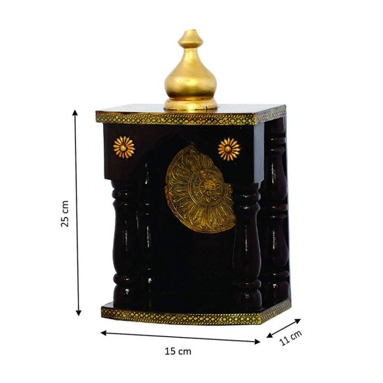 Wooden Mandir - Polished, Brass Art Wooden Mandir - Polished, Brass Art