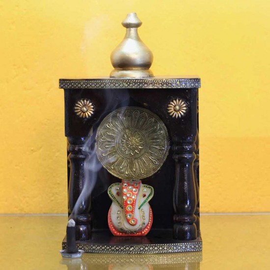 Wooden Mandir - Polished, Brass Art Wooden Mandir - Polished, Brass Art