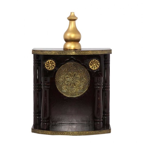 Wooden Mandir - Polished, Brass Art Wooden Mandir - Polished, Brass Art