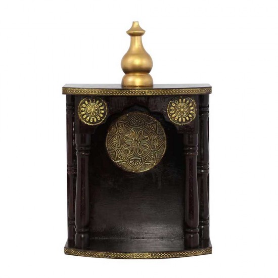 Wooden Mandir - Polished, Brass Art Wooden Mandir - Polished, Brass Art