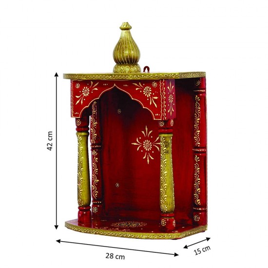 Wooden Mandir - Hand Painted Wooden Mandir - Hand Painted