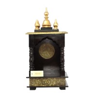 Wooden Mandir - Polished, Brass Art