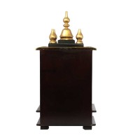 Wooden Mandir - Polished, Brass Art