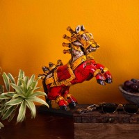 Rustic painted wooden jumping horse antique finish Rustic painted wooden jumping horse antique finish