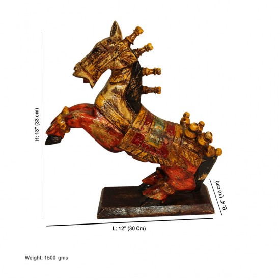 Rustic Painted Wooden Jumping Horse - Antique Finish Set of two - ht 12 & 15 inches