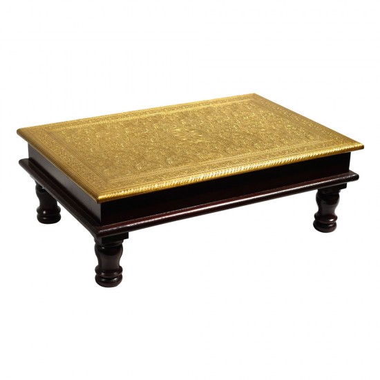 Wooden Rectangular Pooja Chorang Embossed Brass Art 12 X 18 X 6 Inches Wooden Rectangular Pooja Chorang Embossed Brass Art 12 X 18 X 6 Inches