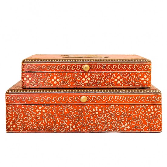 Orange Box with Camel Embossed on Top - Set of 2