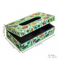 Wooden Green Hand-Painted Tissue Box  